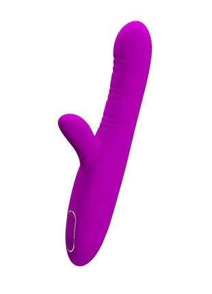 Angelique Tickling Vibe USB in vibrant purple with a smooth silicone body, curved shaft, and raised side stimulator.
