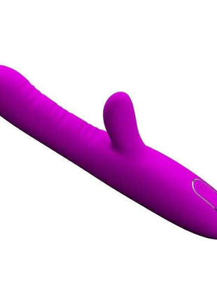 Angelique Tickling Vibe USB in bright purple silicone with a curved shaft, raised tickler and oval control button