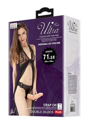 Strapon with 2 realistic 18cm dildos and adjustable harness for couples' pleasure