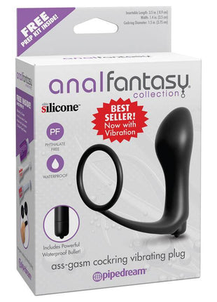 Ass-Gasm Cockring Vibrating Plug - Colour Black