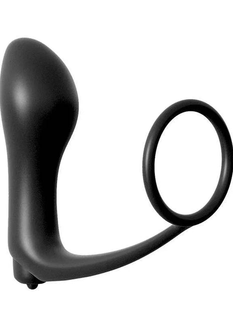 Ass-Gasm Cockring Vibrating Plug - Colour Black