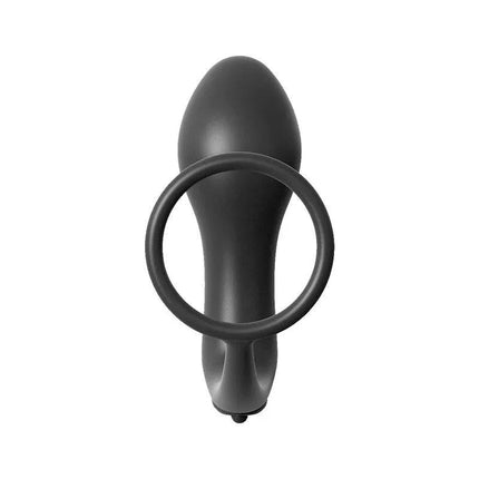 Ass-Gasm Cockring Vibrating Plug - Colour Black