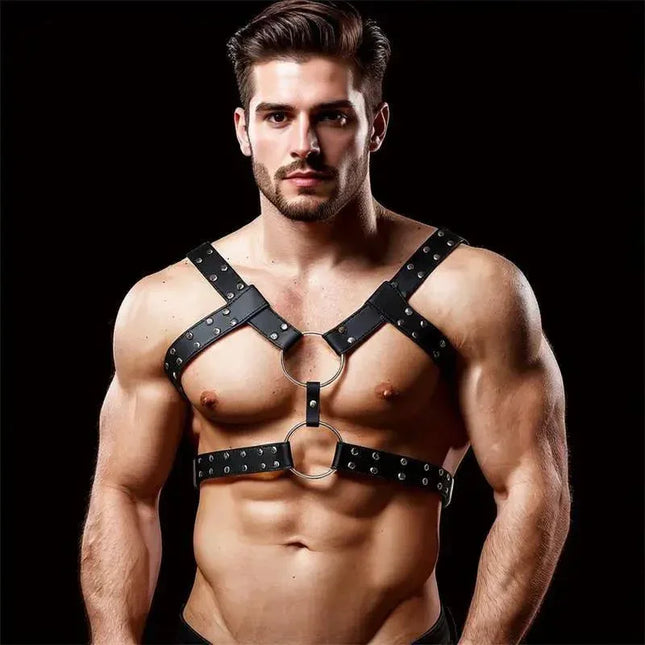 Aurum Male Chest Bondage Harness Vegan Leather