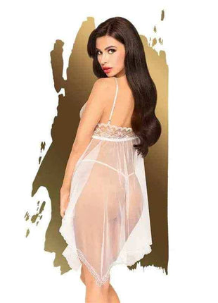 Babydoll Naughty Doll White lingerie with lace and satin design showcasing elegant and playful style