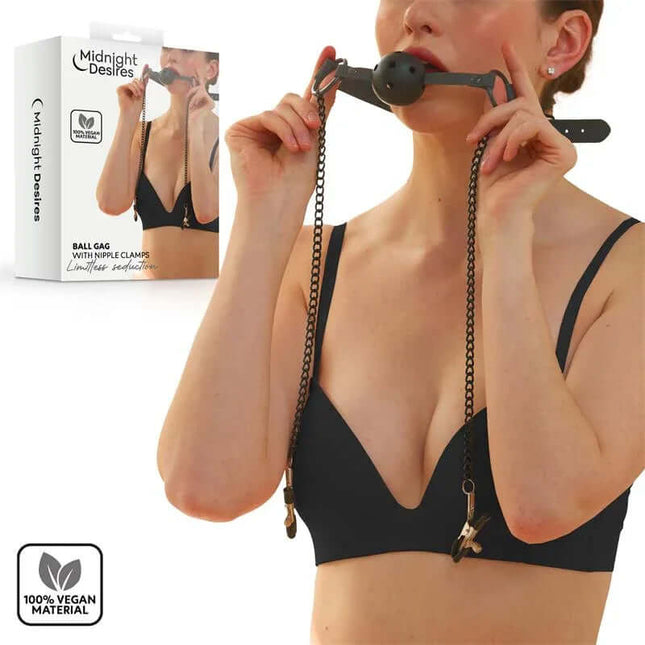 Ball Gag with Nipple Clamps