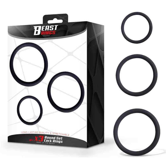 Set of 3 Penis Rings Silicone S, M and L
