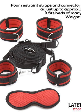 Bed Restraint Set with Blindfold Adjustable Cuffs