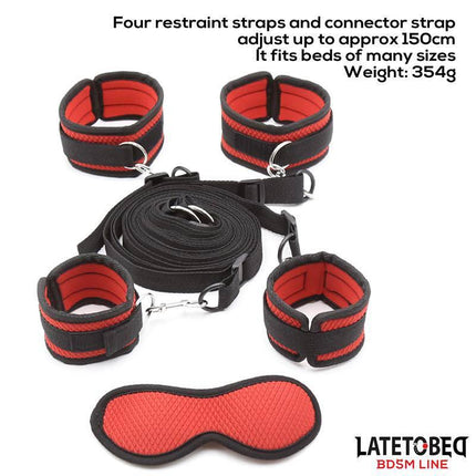 Bed Restraint Set with Blindfold Adjustable Cuffs