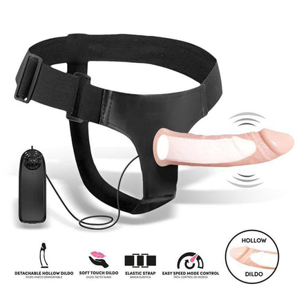 Bemax Detachable Strap-On with Hollow Dildo, Vibration and Remote Control