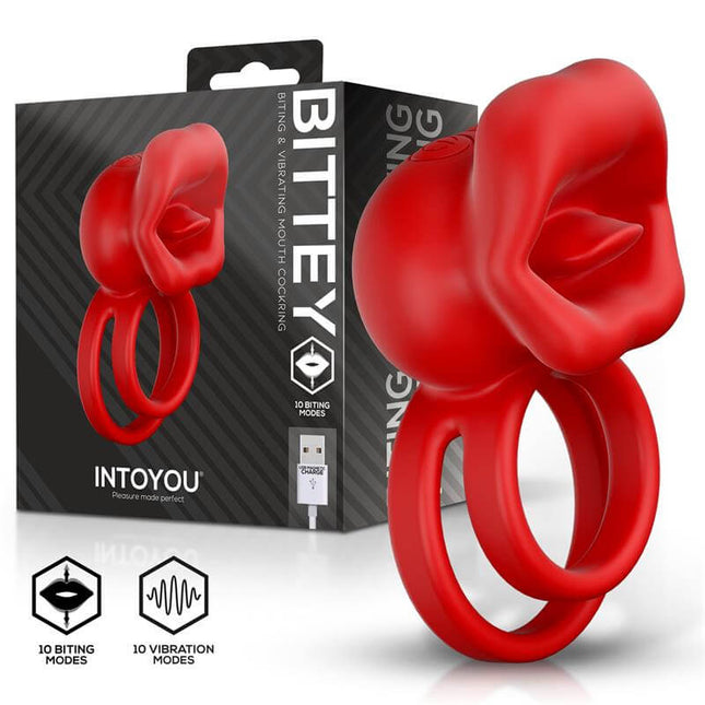Bittey Cock Ring with Vibration and Biting