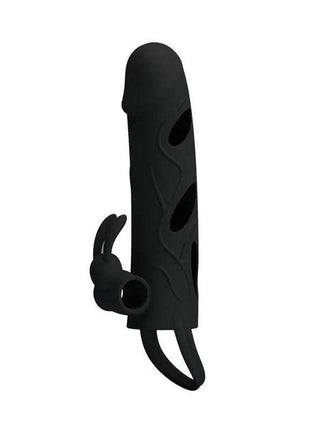 Black Cage with Vibrating Bullet, a black matte-textured silicone device with an attached ring and curved loop.