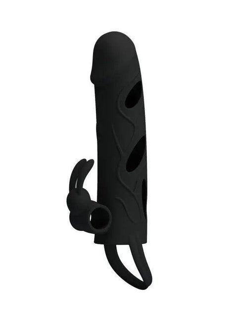 Black Cage with Vibrating Bullet, a black matte-textured silicone device with an attached ring and curved loop.
