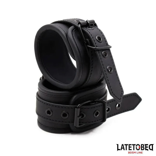Black Leather Handcuffs - Sturdy Wrist Restraints