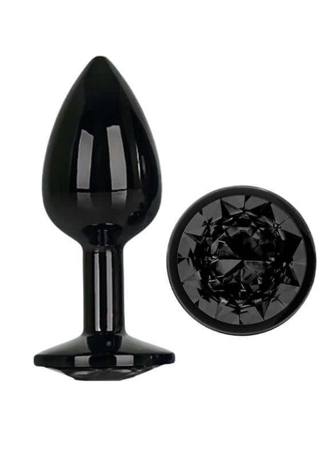 Blackgem Metalic Butt Plug with Black Jewel Size S