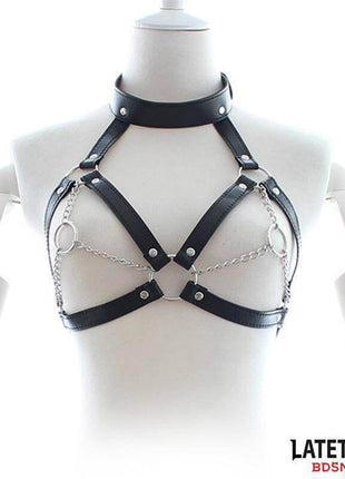 Bondage Harness with Open Cups and Chains