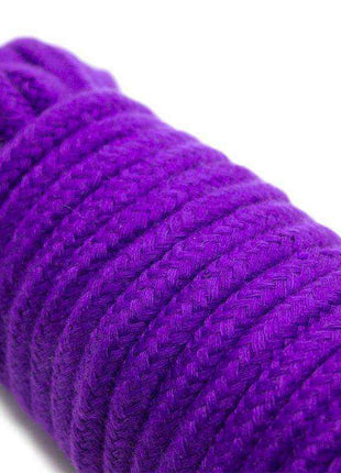 Bondage Set 10 Pieces Purple includes a close-up of thick purple braided rope with a soft, textured finish.