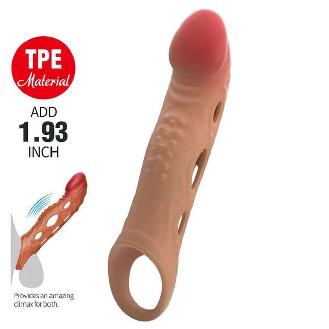 Brad Vibrating Penis Sleeve made of soft TPE with center vibrator and clip-fastened adjustable fit for enhanced erection and stimulation