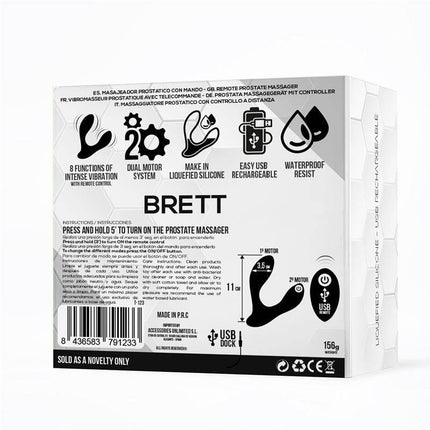 Brett Prostate Massager Remote Control USB Liquid Silicone