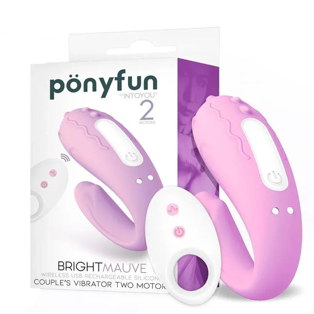 Couples Vibrator Two Motors Remote Control USB Silicone Brightmauve
