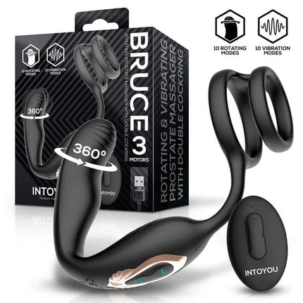 Bruce Prostate Massager 360º with Double Cockring with Vibration