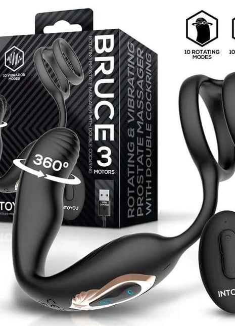 Bruce Prostate Massager 360º with Double Cockring with Vibration