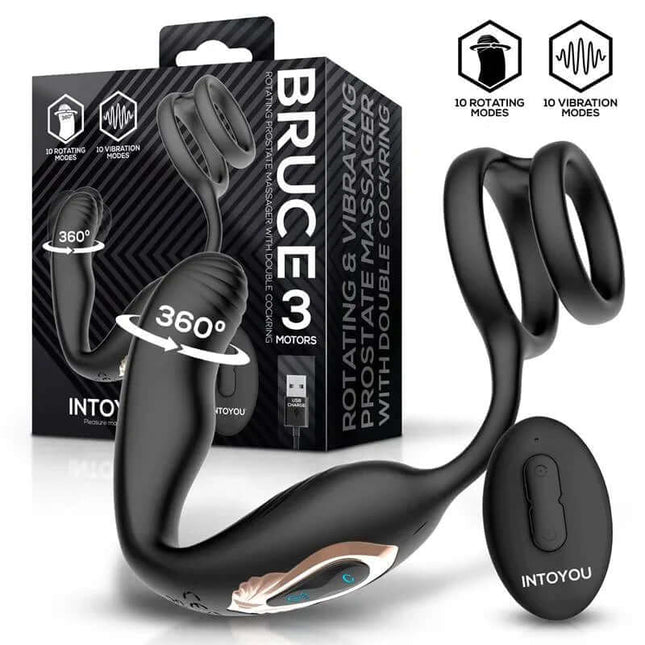 Bruce Prostate Massager 360º with Double Cockring with Vibration