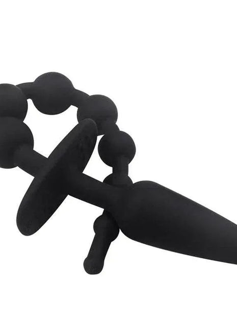 Butt Plug and Anal Chain Silicone Black