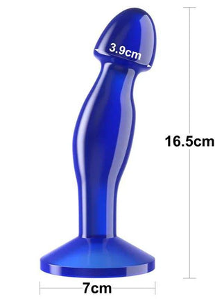 Clear blue silicone butt plug 6.5 inch ergonomic design