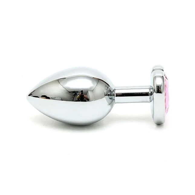 Butt Plug Steel Crystal Heart Pink