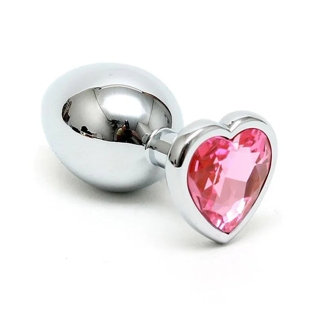 Butt Plug Steel Crystal Heart Pink