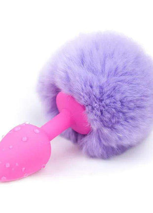 Light purple beginner size s silicone butt plug with pompon