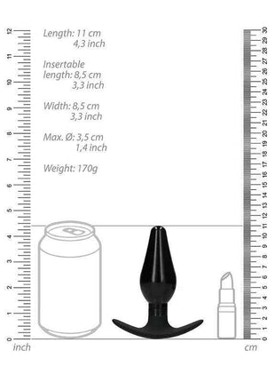 Black pointed large butt plug set with suction cup base