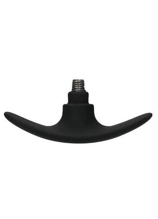 Black pointed large butt plug set with suction cup base