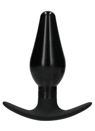 Black pointed large butt plug set with suction cup base