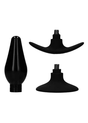 black pointed large butt plug set with suction cup base
