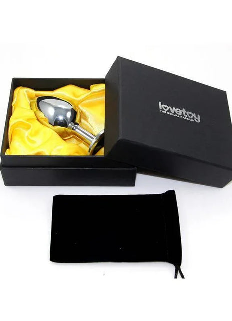 Butt Plug Silver Rosebud Classic with Darkblue Jewel Size S