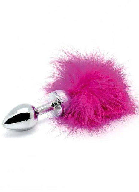 Small butt plug with pink feather for beginner anal play