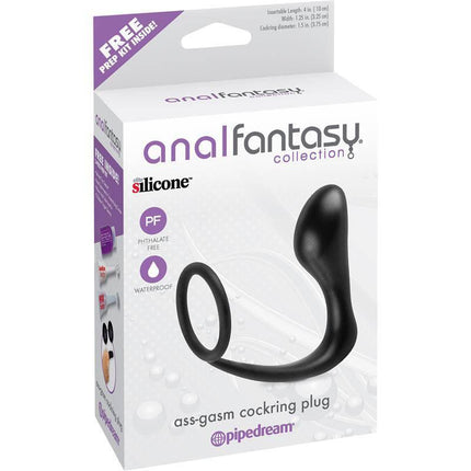 Butt Plug with Penis Ring Ass-Gasm Black
