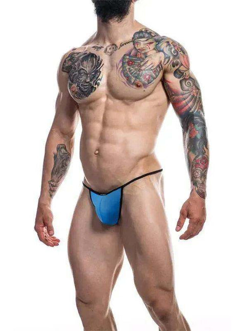 C4M12 Briefkini Royal BlueOTS men's briefkini in bright blue with a black waistband and sleek, minimalist cut