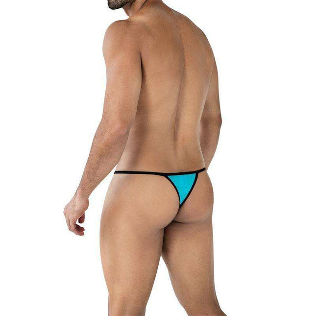 Turquoise Mini Tanga Kini men's thong with black trim and ergonomic fit