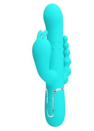 Triple Rabbit Vibrator with Beads Turqoise Cammy