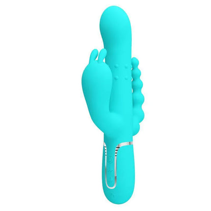 Triple Rabbit Vibrator with Beads Turqoise Cammy