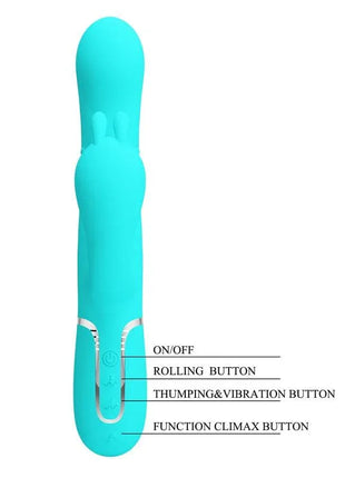 Triple Rabbit Vibrator with Beads Turqoise Cammy