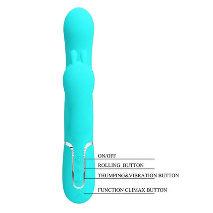 Triple Rabbit Vibrator with Beads Turqoise Cammy