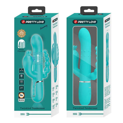 Triple Rabbit Vibrator with Beads Turqoise Cammy