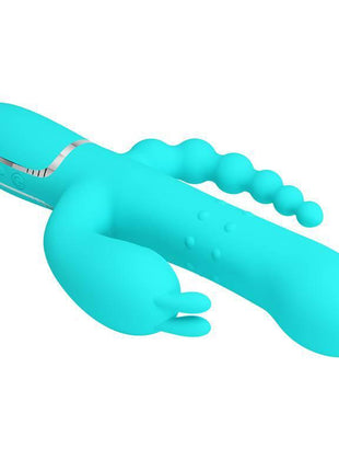Triple Rabbit Vibrator with Beads Turqoise Cammy