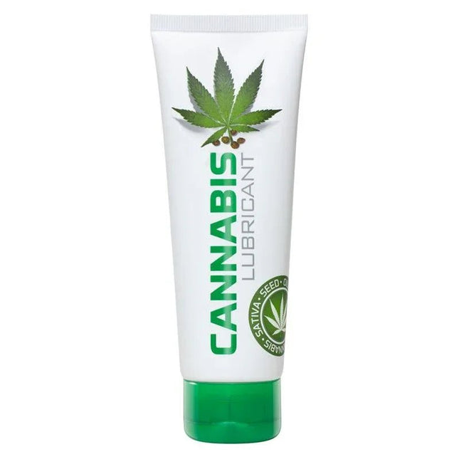 125 ml bottle of cannabis water base lubricant with natural ingredients for intimate hydration and comfort