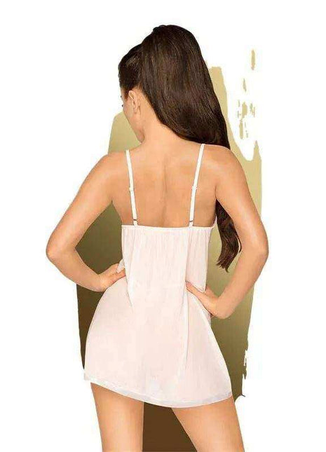 Casual Seduction Chemise White, a white sleeveless chemise with thin adjustable straps and a simple flared silhouette