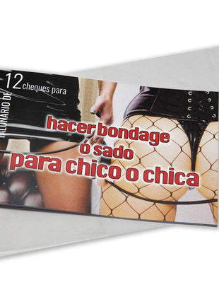 Set of Checkbook Bondage or Sado 12 Coupons for exploring BDSM desires and enhancing intimate connections