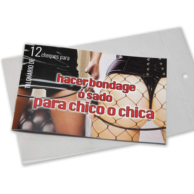 Set of Checkbook Bondage or Sado 12 Coupons for exploring BDSM desires and enhancing intimate connections